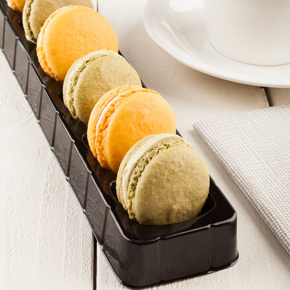 Containers, 6-Compartment Macaron, Plastic, Black, With Shock Safe Lid,1 - 100 COUNT