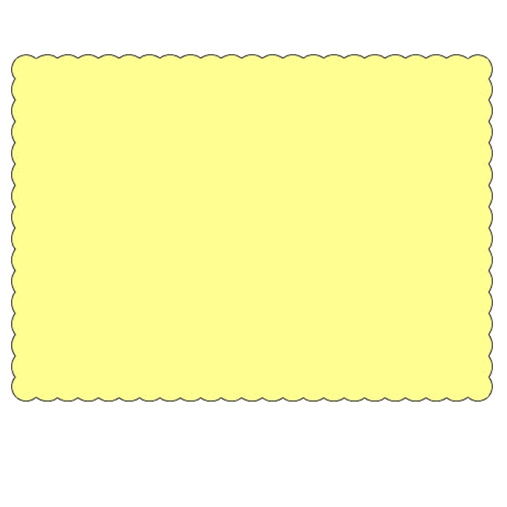 Placemats, 10 x 14 Inch, Paper, Yellow, Scalloped Border, Linen-Embossed,1 - 1000 COUNT