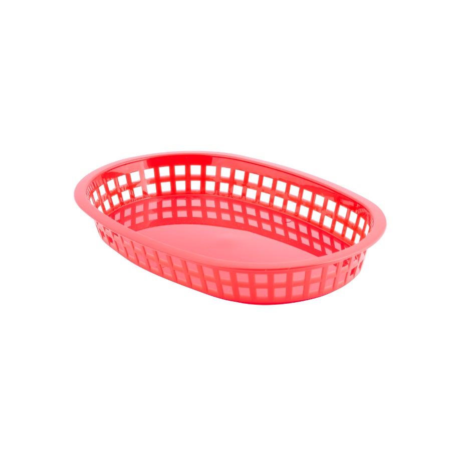 Baskets, Chicago Serving, 10.5 x 7 Inch, Oval, Red, Polypropylene,36 - 1 EACH