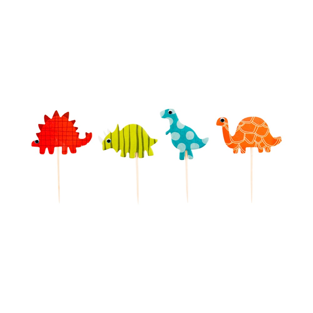Cake Toppers, Dinosaur, 3.5 x 2 Inch, Paper, Assorted, 24 Pieces,1 - 24 COUNT