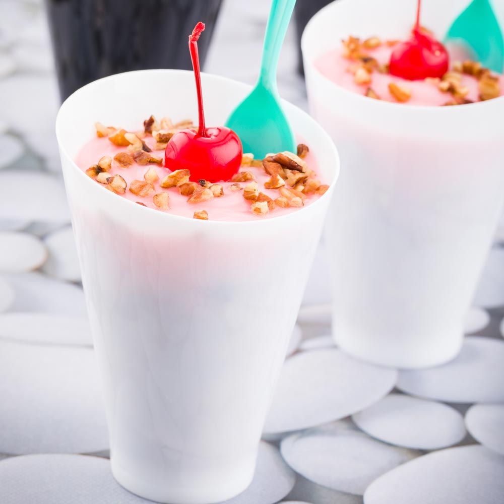 Cups, Dessert, 6.5 Ounce, Plastic, White, Round Incline, Heavyweight, 6.5 Ounce,1 - 100 COUNT