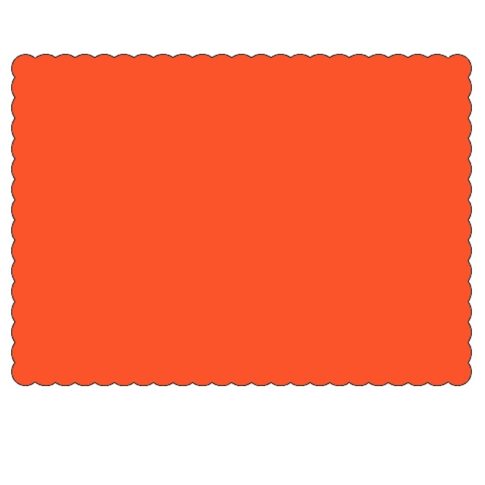 Placemats, 10 x 14 Inch, Paper, Orange, Scalloped Border, Linen-Embossed,1 - 1000 COUNT