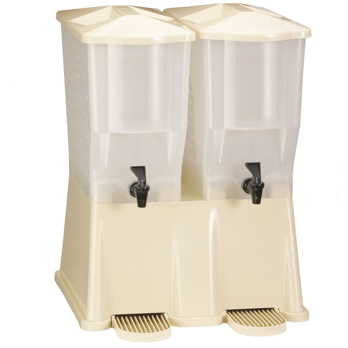 Beverage Dispenser, Cold, 3 Gallon, Twin Slimline, Clear with Almond Base, Polypropylene, with Drip Tray,1 - 1 EACH