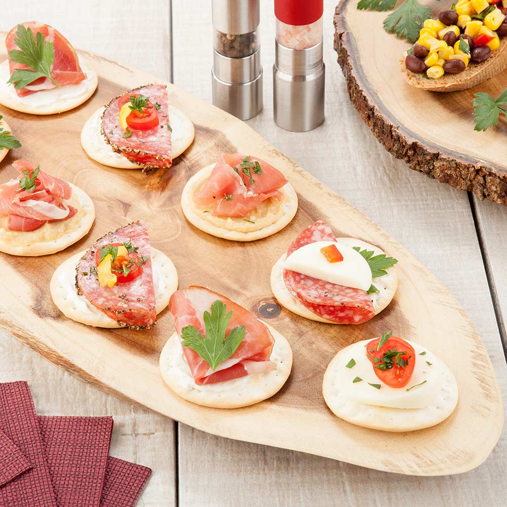 Board, Serving, 20 x 8 Inch, Oblong, Acacia Wood, with Bark Edges,1 - 1 EACH