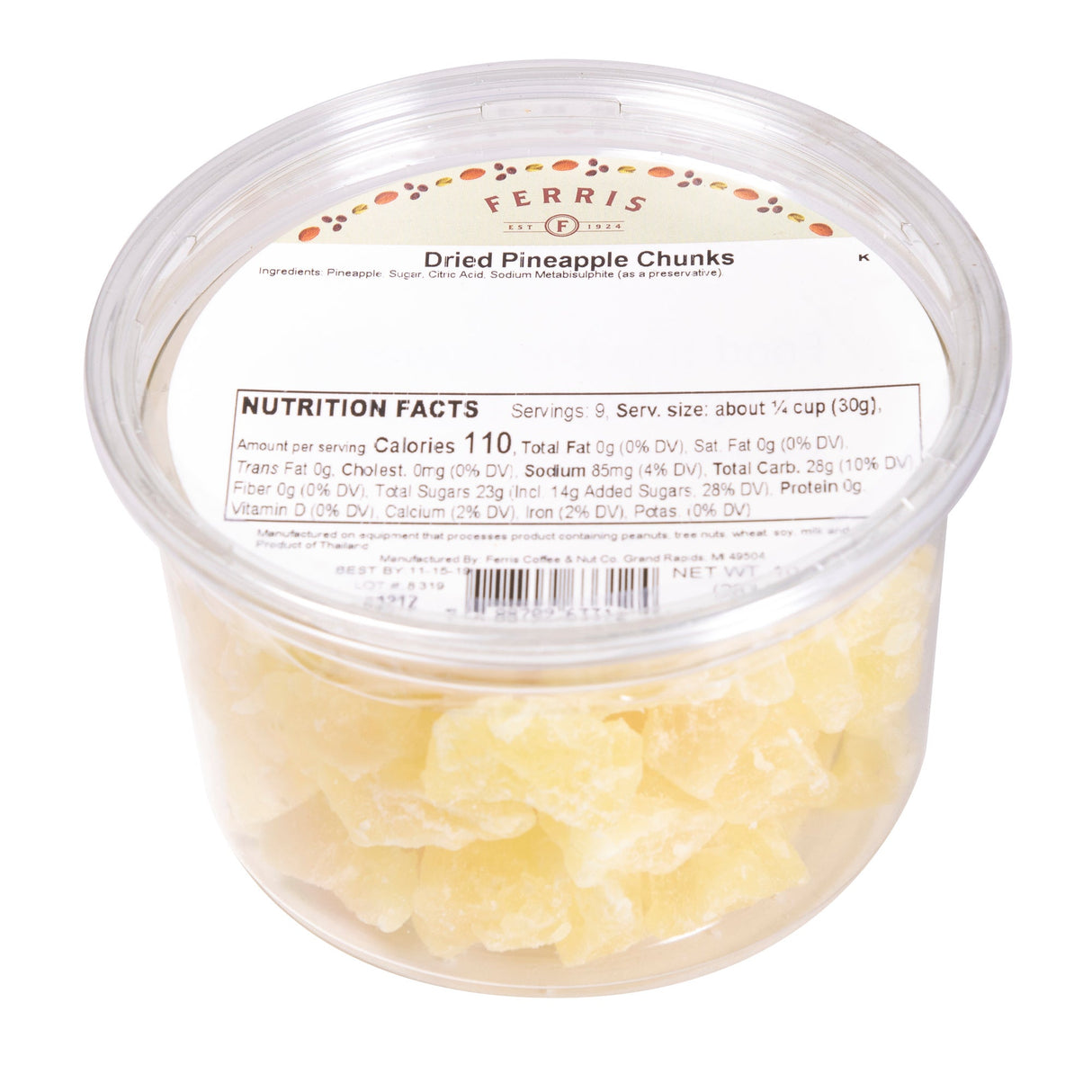 Pineapple, Chunks, Dried, in Deli Cup,12 - 10 OUNCE