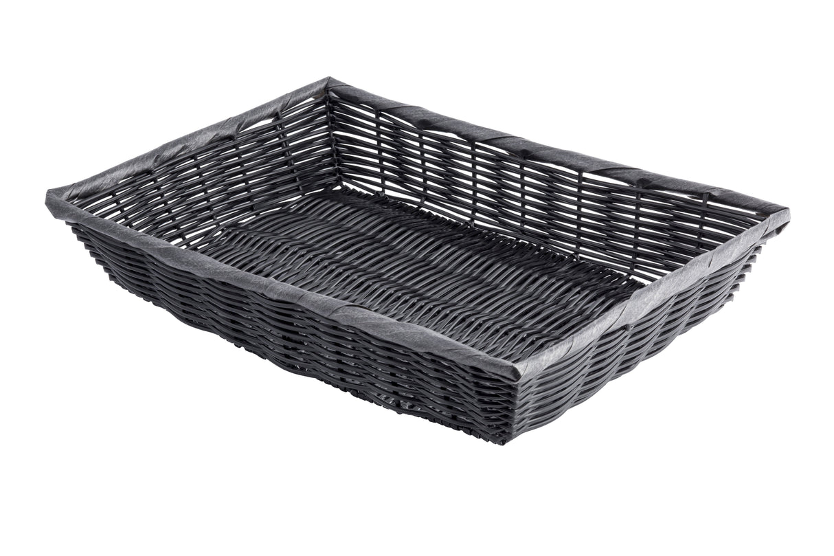 Baskets, Serving, 16 x 11.75 x 3 Inch, Rectangular, Black, Polypropylene,6 - 1 EACH
