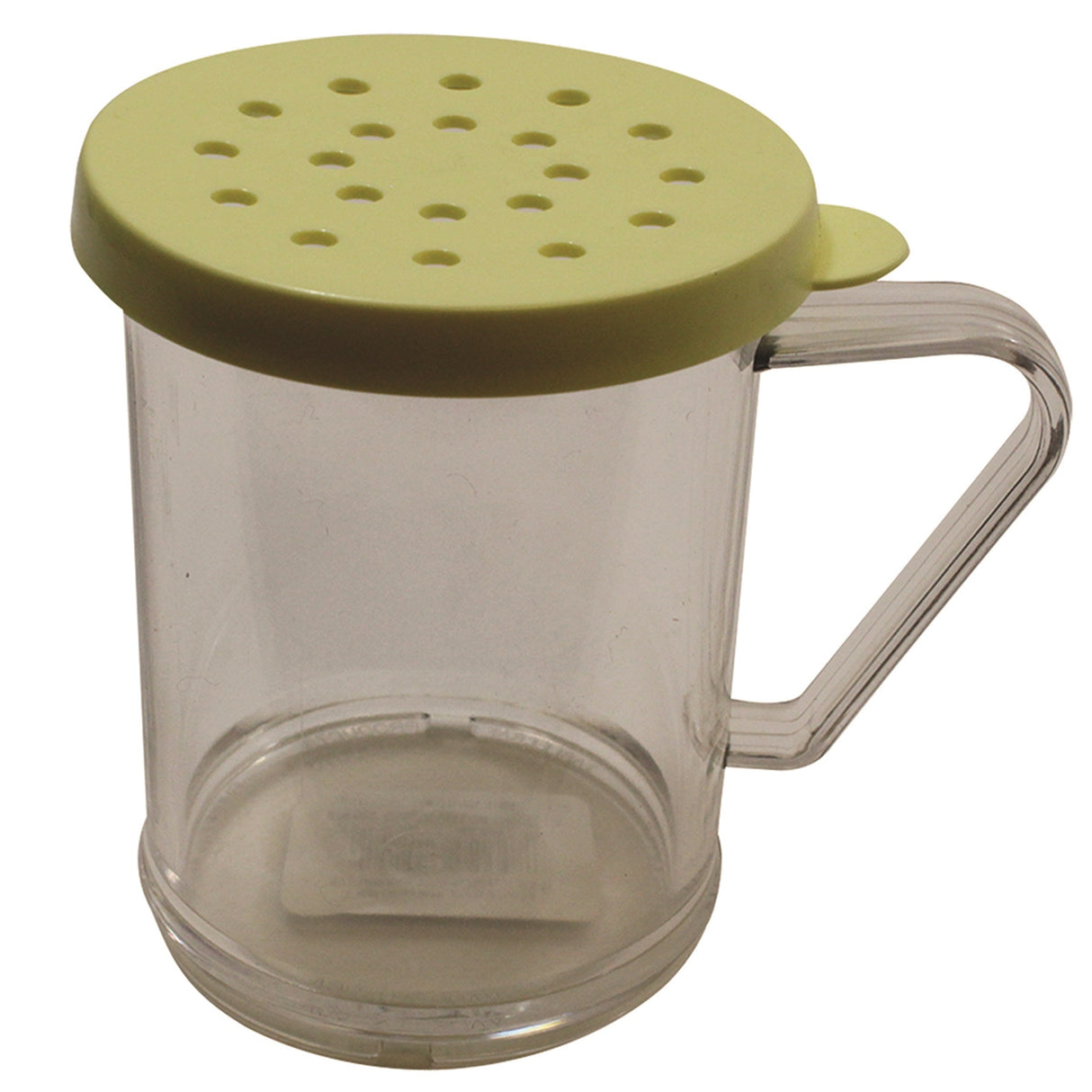 Shaker, Dredge, 10 Ounce, Clear with Yellow Lid, Polycarbonate, with Handle,12 - 1 EACH