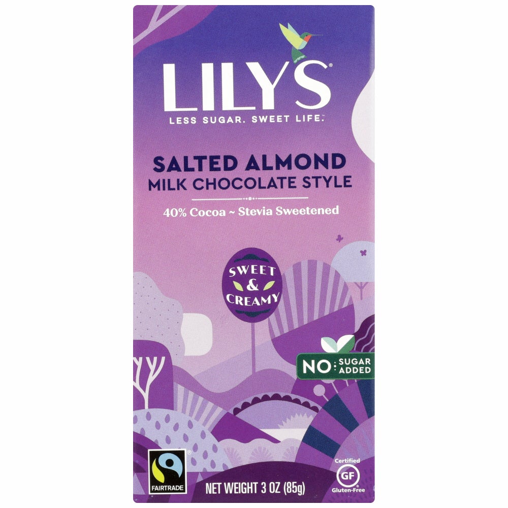 Candy Bars, Milk Chocolate, Salted Almond, 40% Cocoa, Sweetened with Stevia,12 - 3 OUNCE