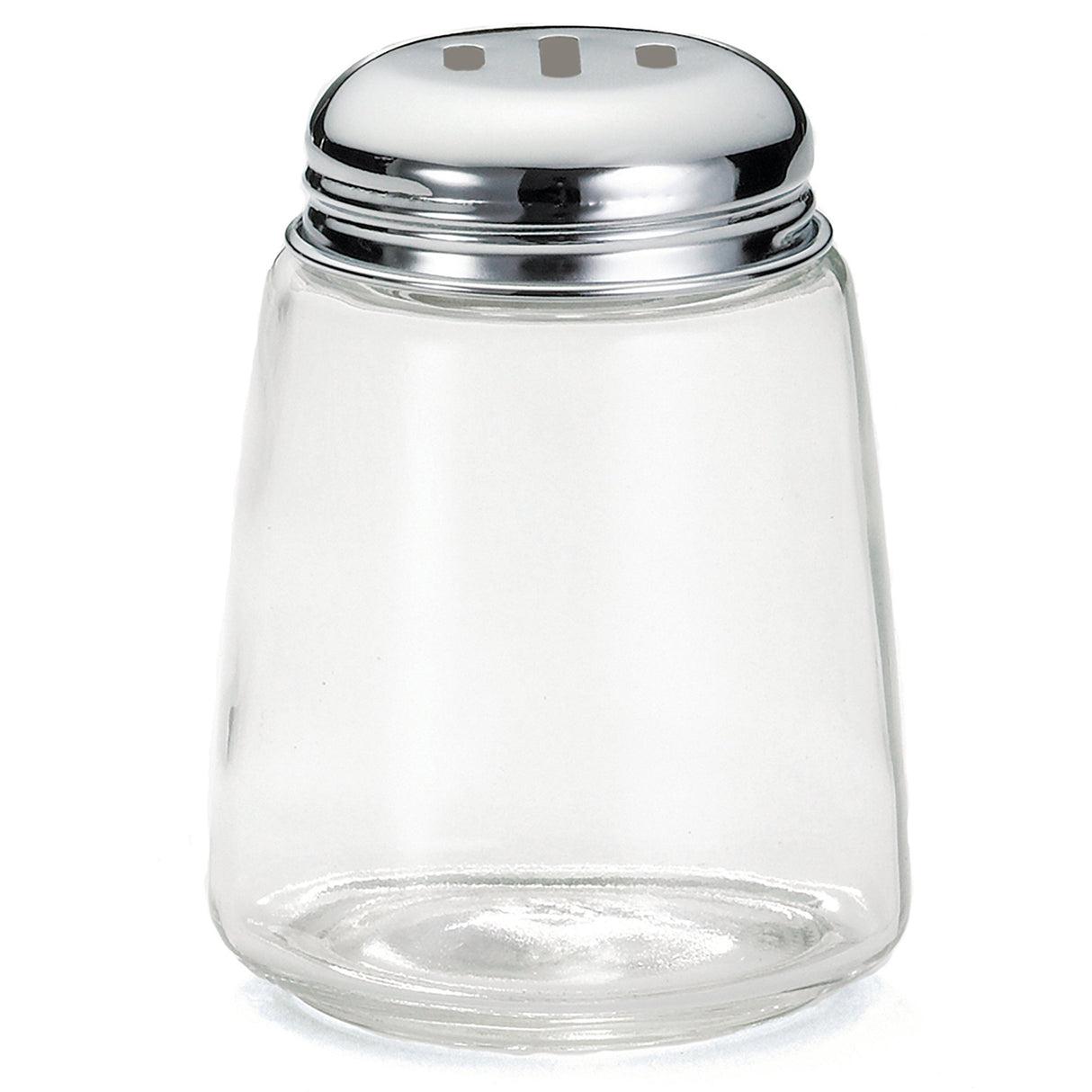 Shakers, Grated Cheese, 8 Ounce, Modern, Glass with Slotted Chrome Plated Top,12 - 1 EACH