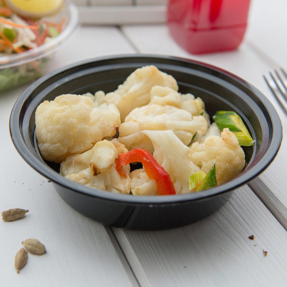 Containers, Food, 16 Ounce, Microwaveable Plastic, Black Asporto Design, Round, with Clear Lid,1 - 100 COUNT