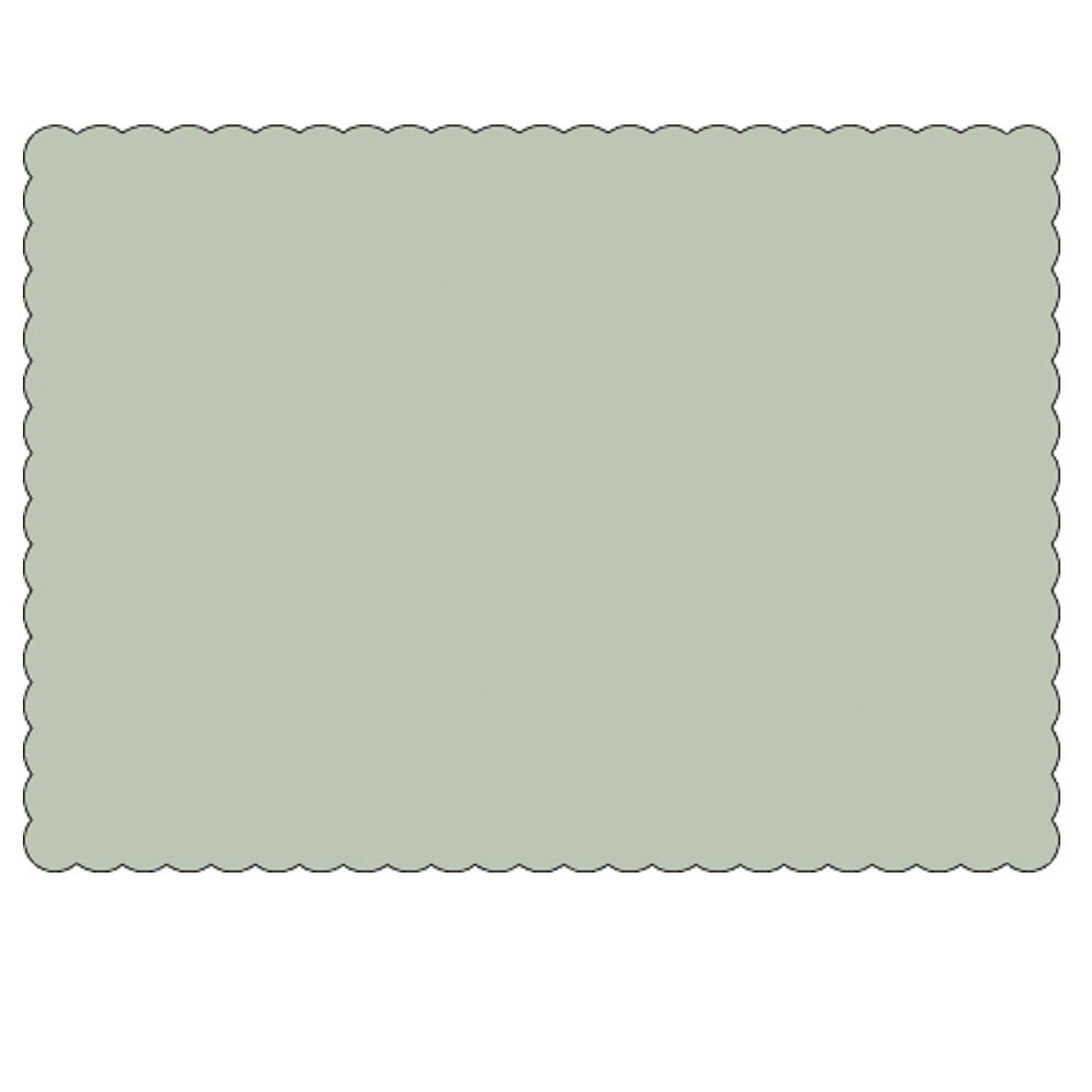 Placemats, 10 x 14 Inch, Paper, Gray, Scalloped Border, Linen-Embossed,1 - 1000 COUNT