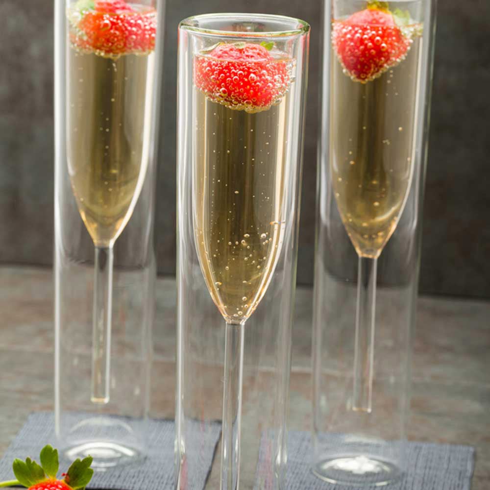 Glasses, Double Wall Champagne Flute, Clear 4 Ounce, 4 Ounce,1 - 10 COUNT