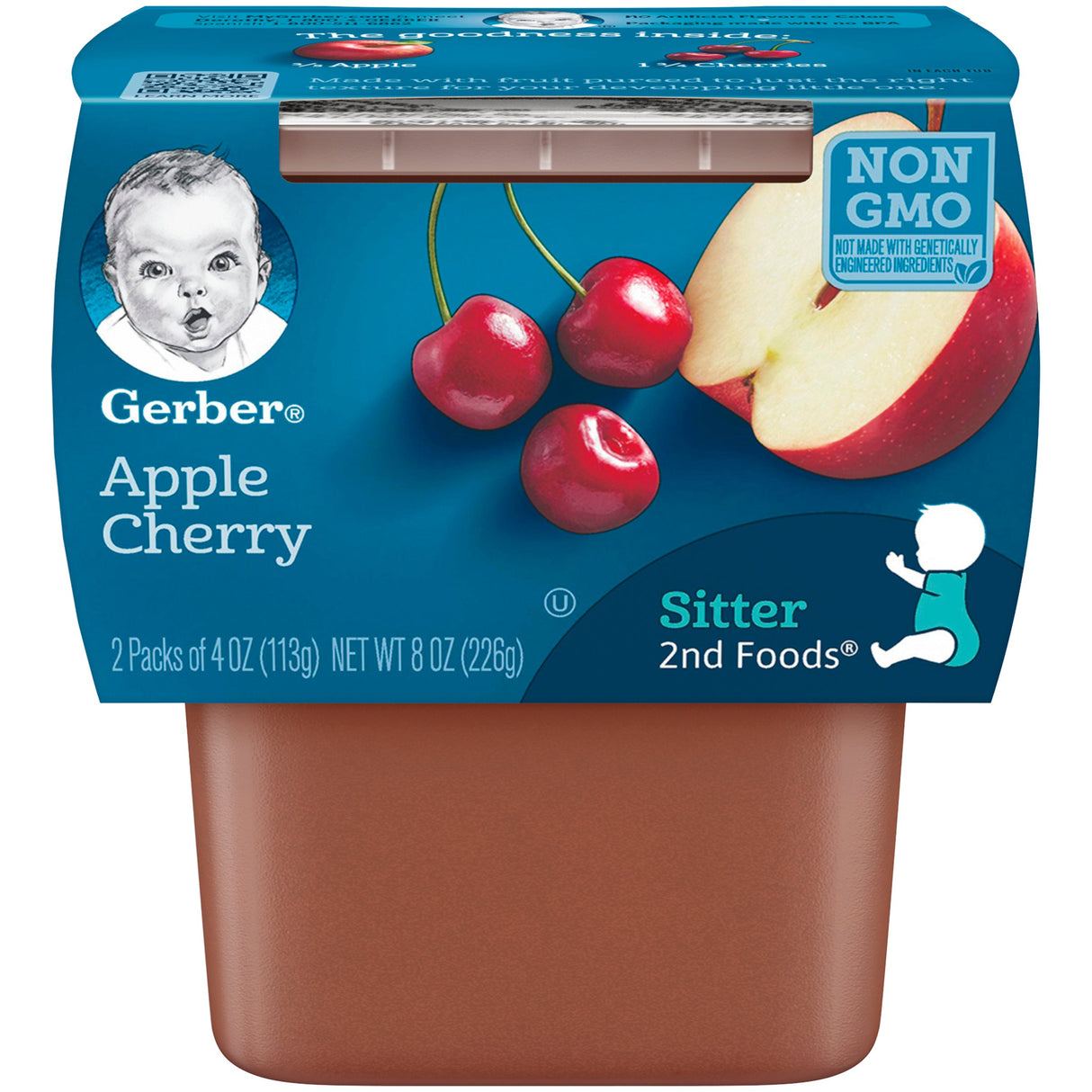 Baby Food, Apple & Cherry, 2nd Foods, 4 Ounce,8 - 2 COUNT