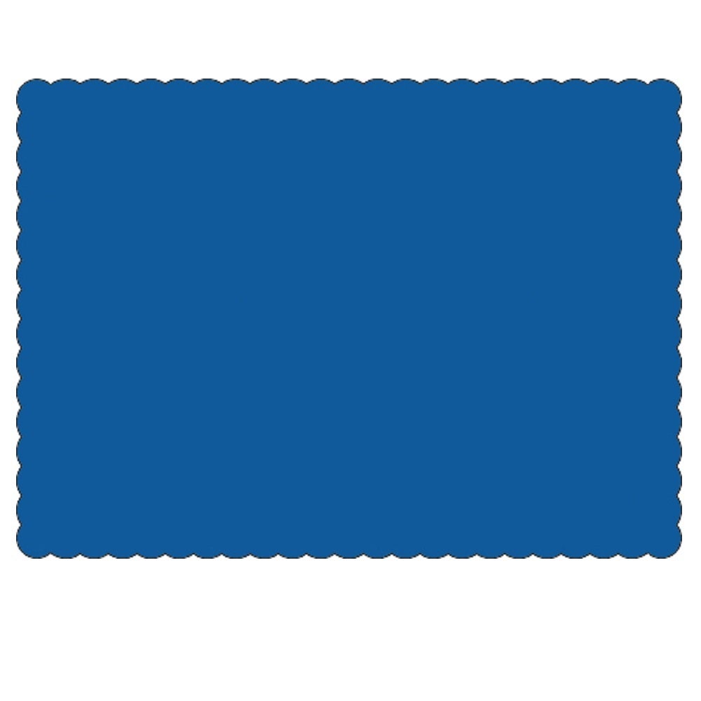 Placemats, 10 x 14 Inch, Paper, Dark Blue, Scalloped Border, Linen-Embossed,1 - 1000 COUNT