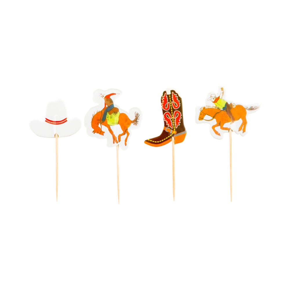 Cake Topper, Western Theme, 3.25 x 1.5 Inch, Paper, 24 Piece,1 - 24 COUNT