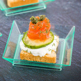 Plates, Appetizer, 2.5 Inch, Plastic, Sea Green Modern Design, Square, Heavyweight, 2.5 Linear Inch,1 - 100 COUNT