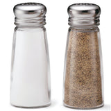 Shakers, Salt & Pepper, 3 Ounce, Round, Glass with Stainless Steel Tops,1 - 24 COUNT