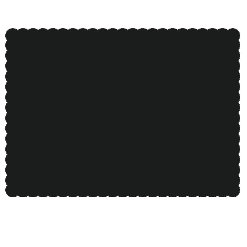Placemats, 10 x 14 Inch, Paper, Black, Scalloped Border, Linen-Embossed,1 - 1000 COUNT