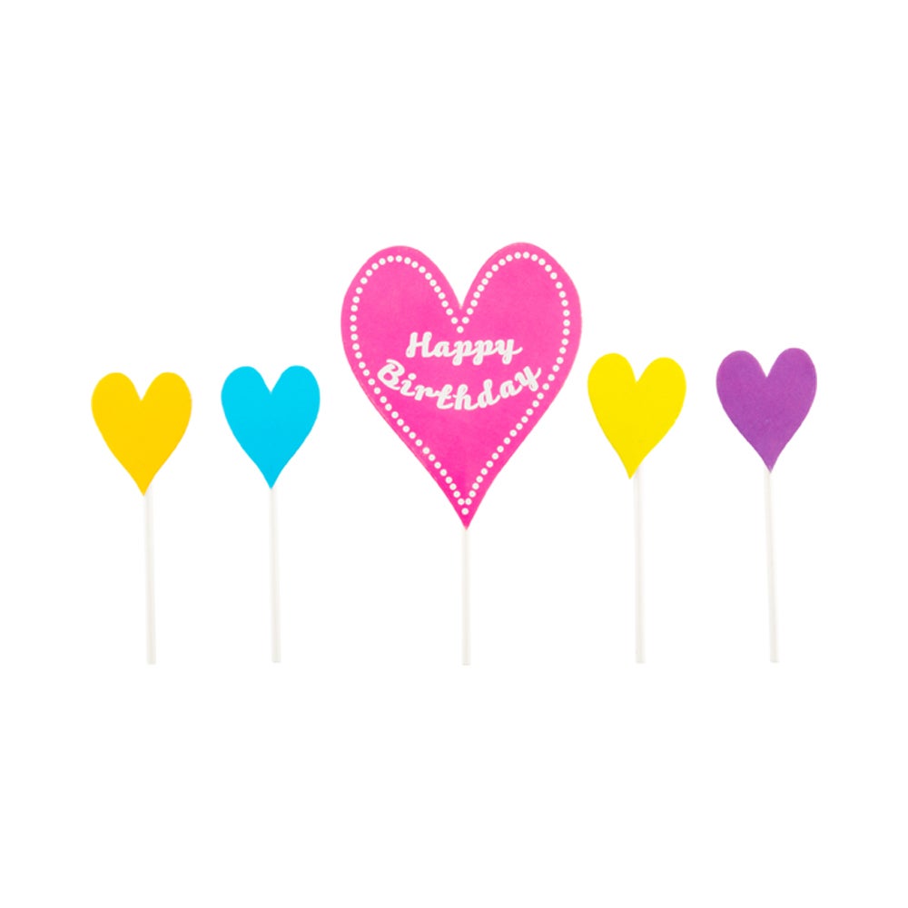 Cake Topper, Happy Birthday, 6.25 x 3 Inch, Paper, Assorted,1 - 10 COUNT