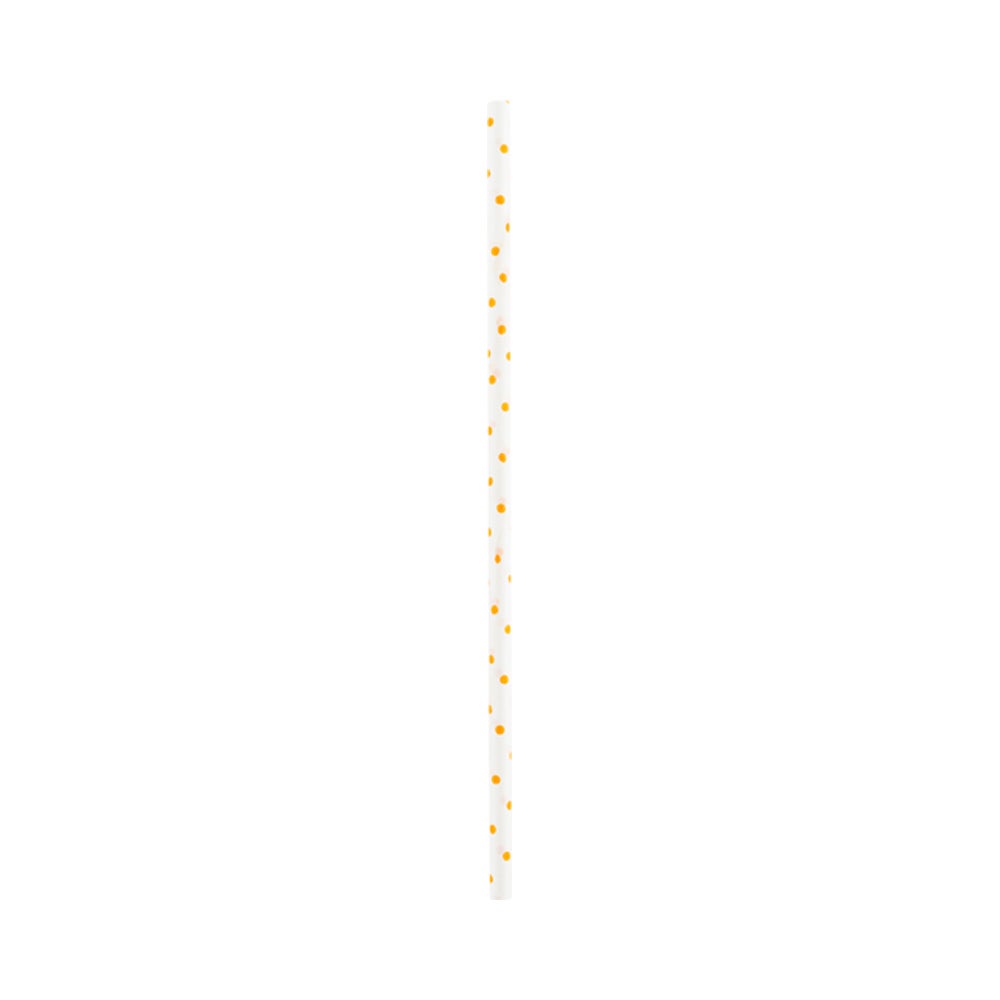 Cake Pop & Lollipop Sticks, 6 Inch x 0.16 Inch, Paper, White, with Orange Polka Dots, Biodegradeable,1 - 100 COUNT