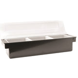 Container, Condiment 3-Compartment, 1 Quart, Plastic, Black,6 - 1 EACH