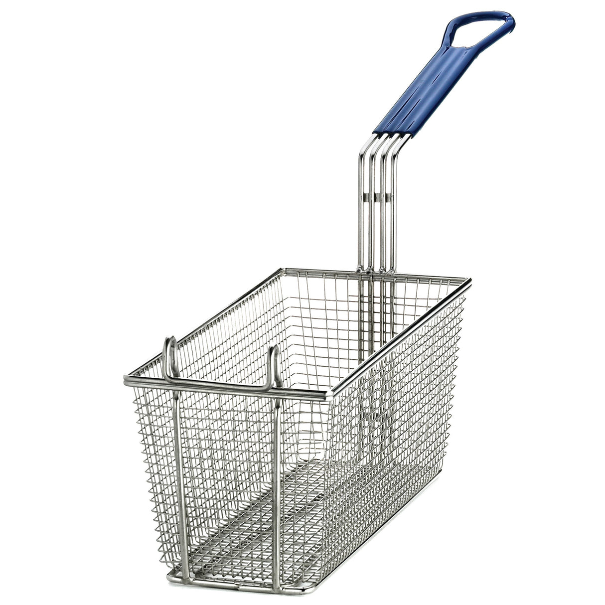 Baskets, Fry, 13.25 x 5.7 x 5.5 Inch, Nickel Plated, with Blue Cool-to-Touch PVC Handle,1 - 1 EACH