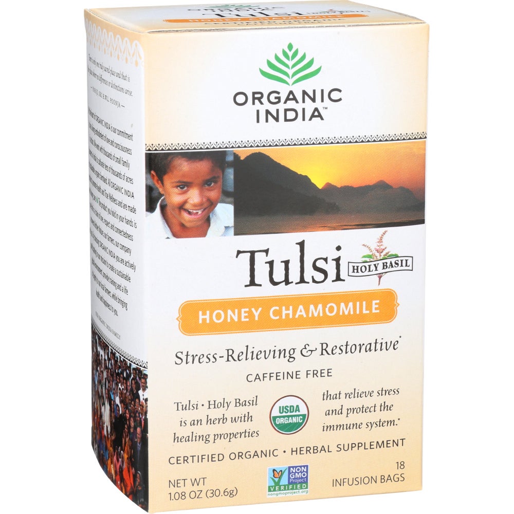 Tea, Honey Chamomile, Tulsi, Caffeine-Free, Infusion Bags,6 - 18 COUNT