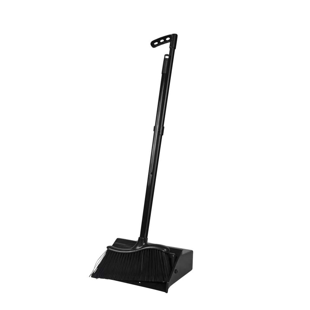 Dustpan, Lobby, 11.75 x 11 x 34 Inch, Black, Plastic, with Handle & Broom Clip,1 - 1 EACH