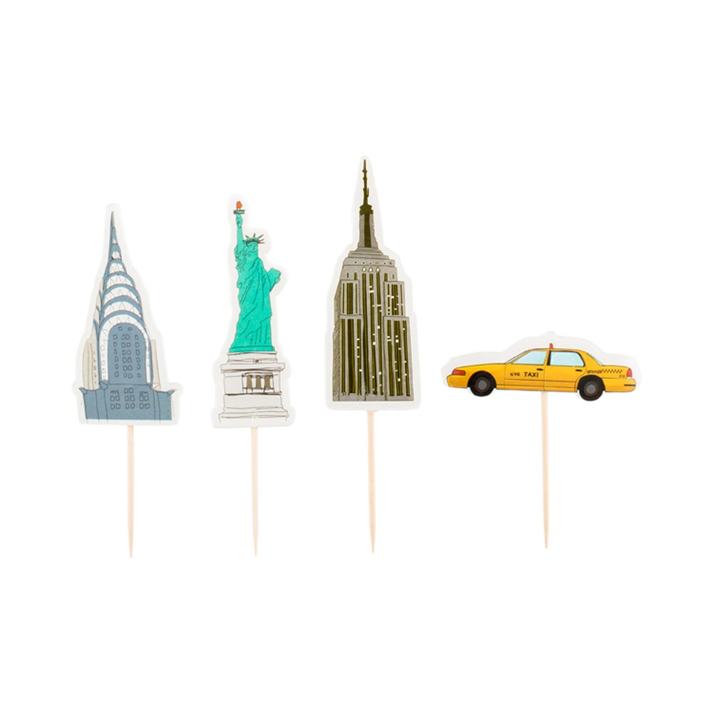 Cake Toppers, NYC, 4.75 x 2.25 Inch, Paper, Assorted, 24 Pieces,1 - 24 COUNT