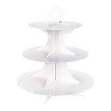 Cupcake Stand, 3-Tier, 13.5 x 13.5 x 14 Inch, Cardboard, White, with Gray Polka Dots,1 - 1 EACH
