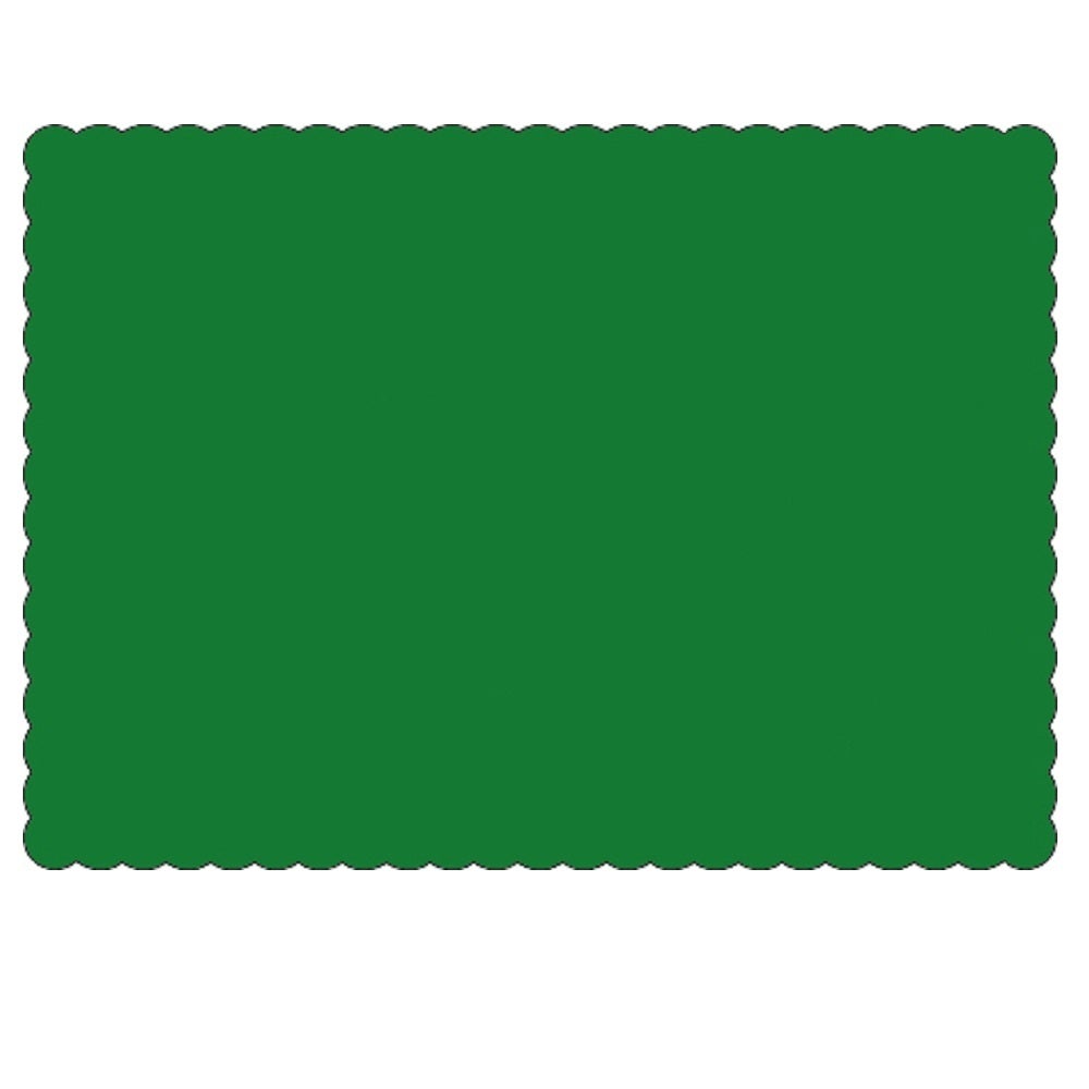 Placemats, 10 x 14 Inch, Paper, Dark Green, Scalloped Border, Linen-Embossed,1 - 1000 COUNT
