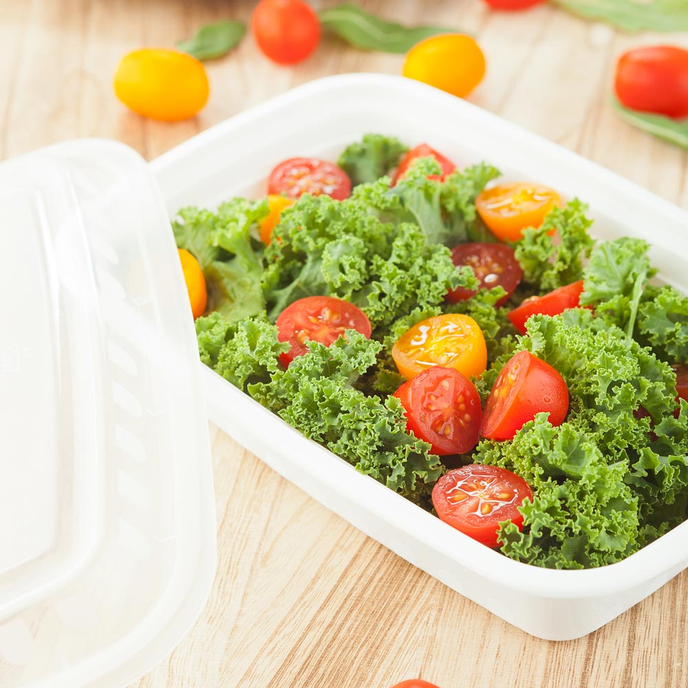 Containers, Food, 24 Ounce, Microwaveable Plastic, White Asporto Design, Rectangle, with Clear Lid,1 - 100 COUNT