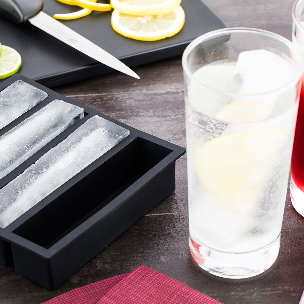 Trays, Ice, 4 Compartment, Slab, Black, Silicone, 5.25 Linear Inch,1 - 1 EACH