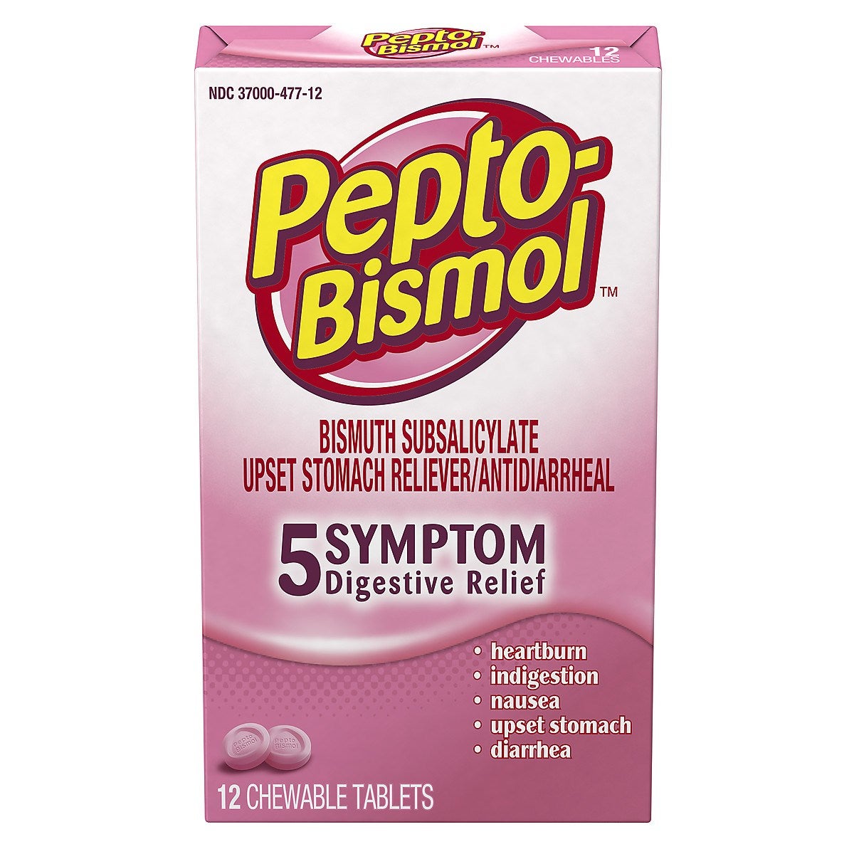 Medicine, Stomach-Relief, Bismol, Original, Tablet,24 - 12 COUNT
