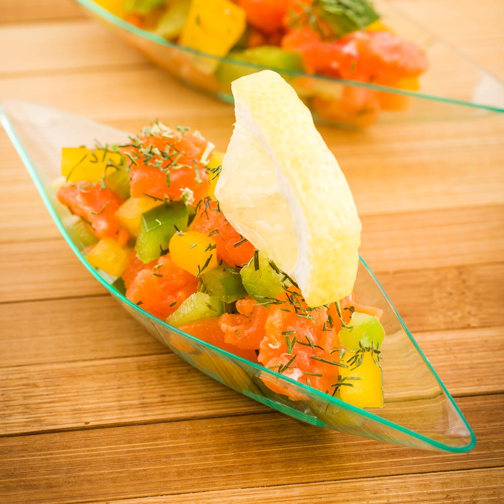 Dishes, Appetizer, 1 Ounce, Plastic, Sea Green, Canoe-Shaped, Heavyweight, 1 Ounce,1 - 100 COUNT
