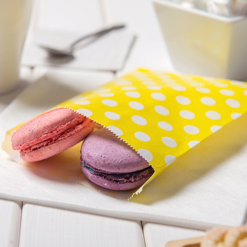Bags, Food, Paper, Yellow Polka Dots,1 - 100 COUNT