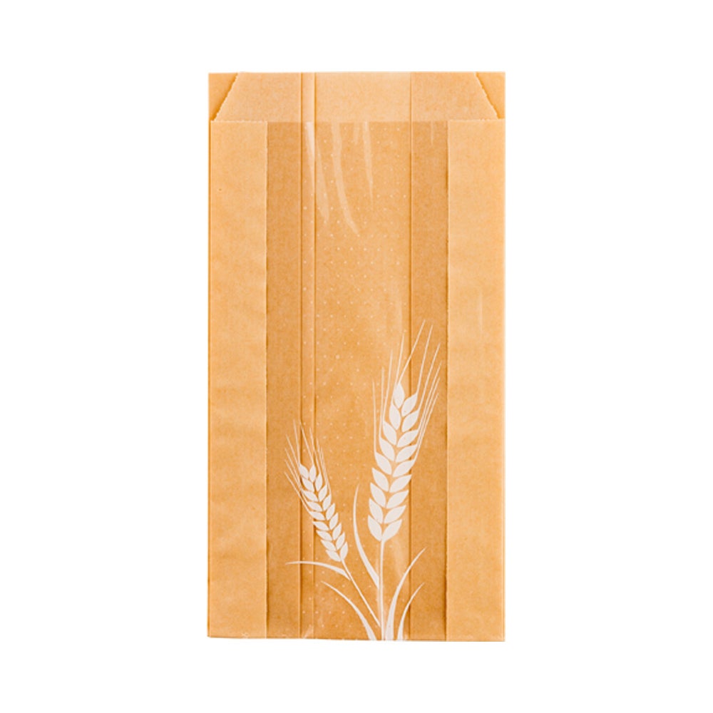 Bags, Bread, 4.5 x 2.5 x 8.5 Inch, Paper, Brown with Wheat Pattern,1 - 100 COUNT