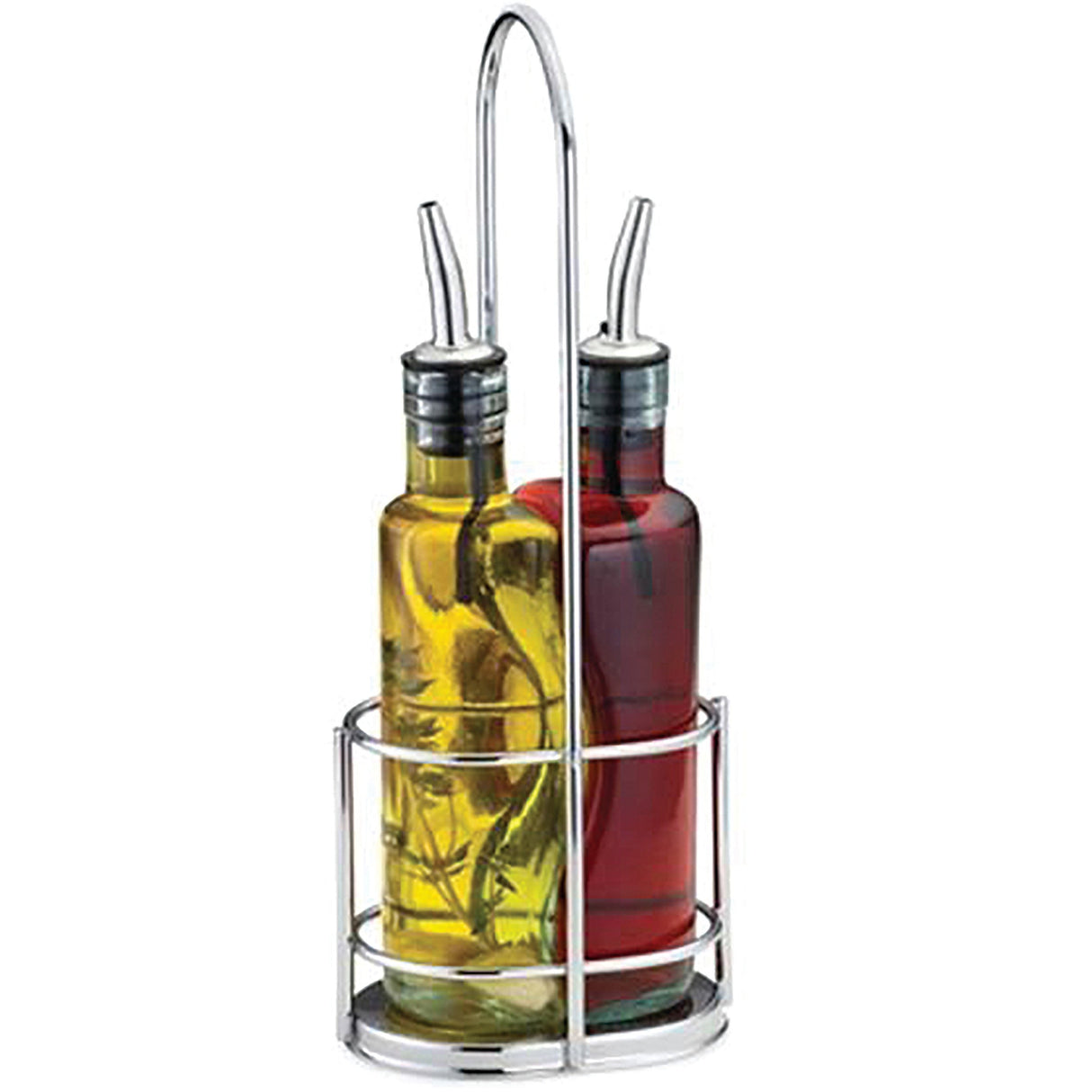 Bottle Sets, 8.5 Ounce, with Stainless Steel Pourers & Rack,6 - 1 EACH