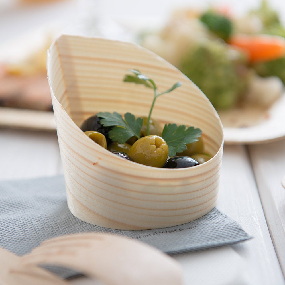 Cups, Side-Dish, Mini 2.5 Inch, Pine Wood, Natural Incline Design, 2.5 Linear Inch,1 - 100 COUNT