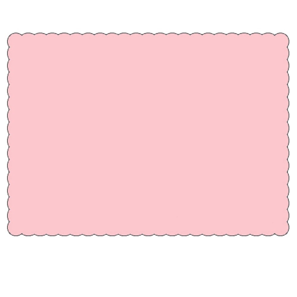 Placemats, 10 x 14 Inch, Paper, Pink, Scalloped Border, Linen-Embossed,1 - 1000 COUNT