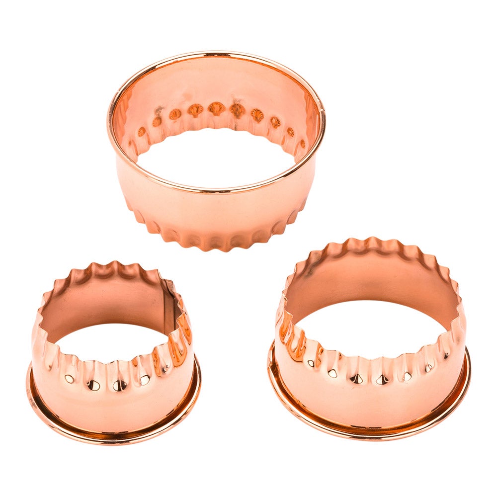 Cutter Set, Cookie, Pastry Tek 3-Piece, Round, Copper Plated Metal, Fluted,1 - 1 EACH