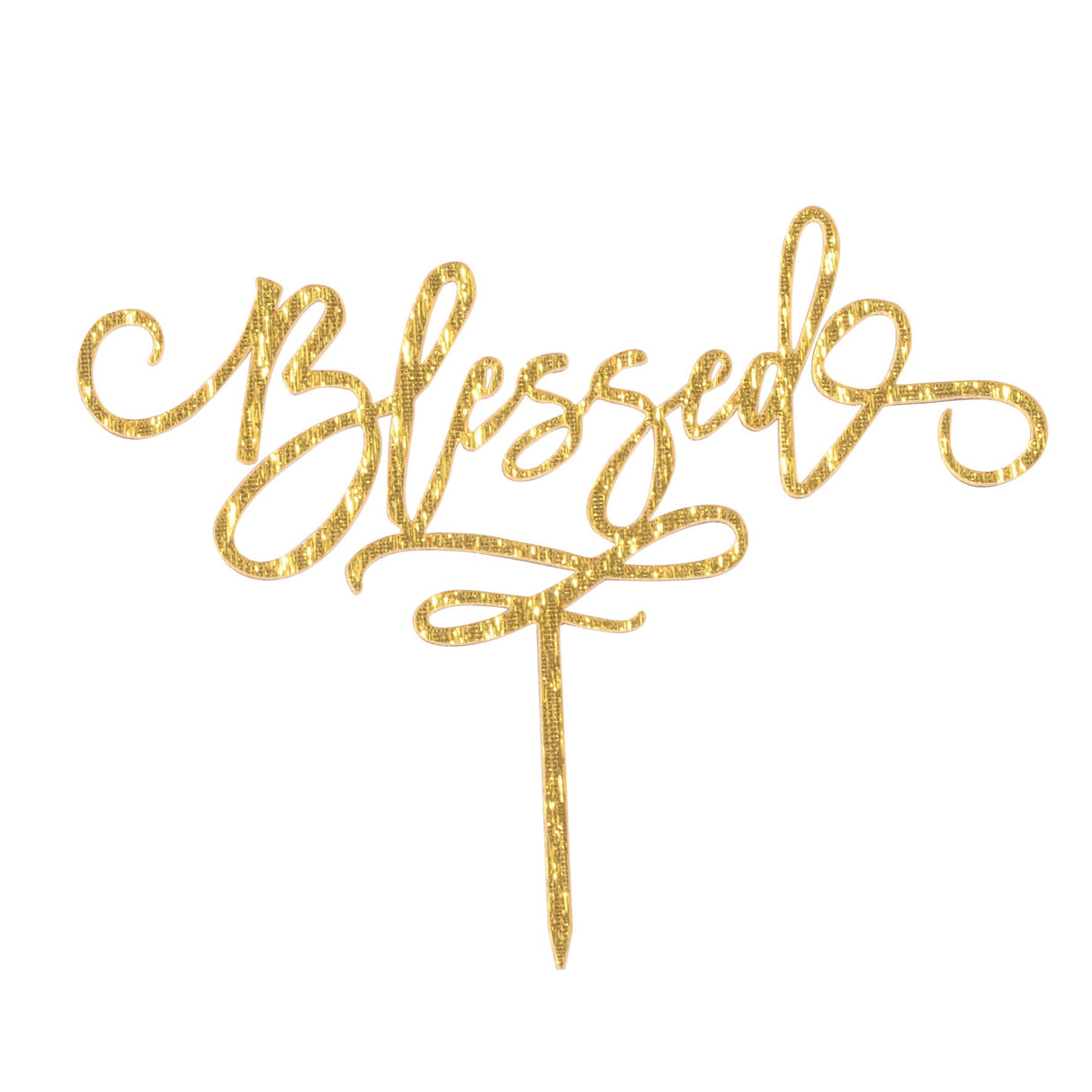 Cake Topper, Blessed, 6 x 5 Inch, Acrylic, Gold, Mirrored,1 - 1 EACH