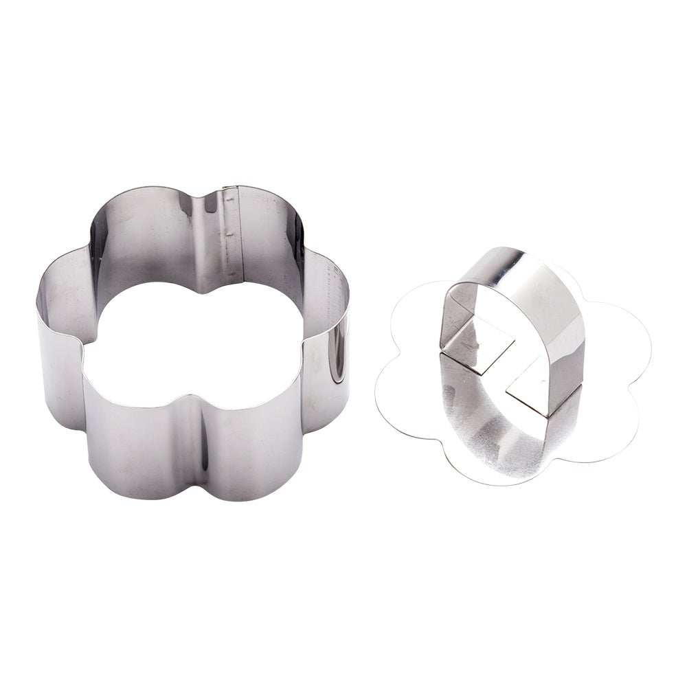 Ring Mold, Pastry, Pastry Tek 3.2 x 1.6 Inch, Flower, Stainless Steel, with Press,1 - 1 EACH