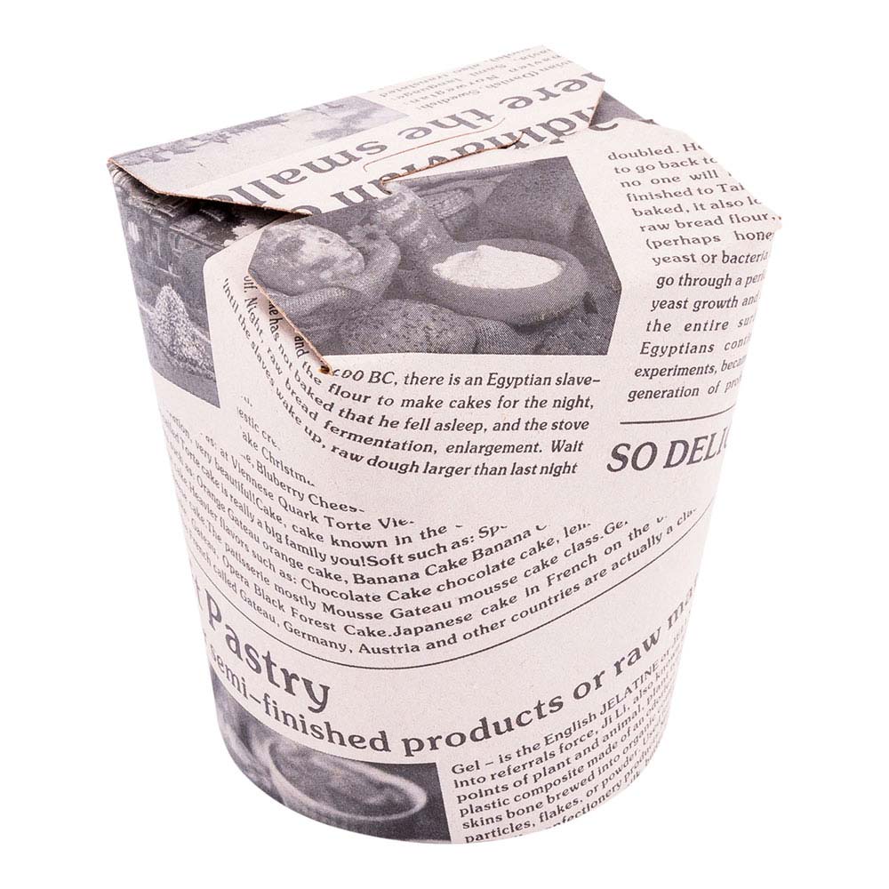 Containers, Noodle Take-Out, 16 Ounce, Paper, News Print, Round, 16 Ounce,1 - 200 COUNT