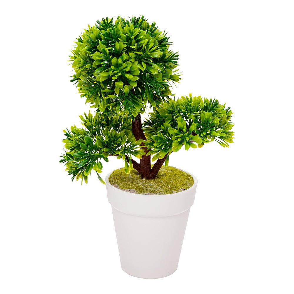 Trees, Green, Faux, Petite, in White Plastic Pot,1 - 12 COUNT