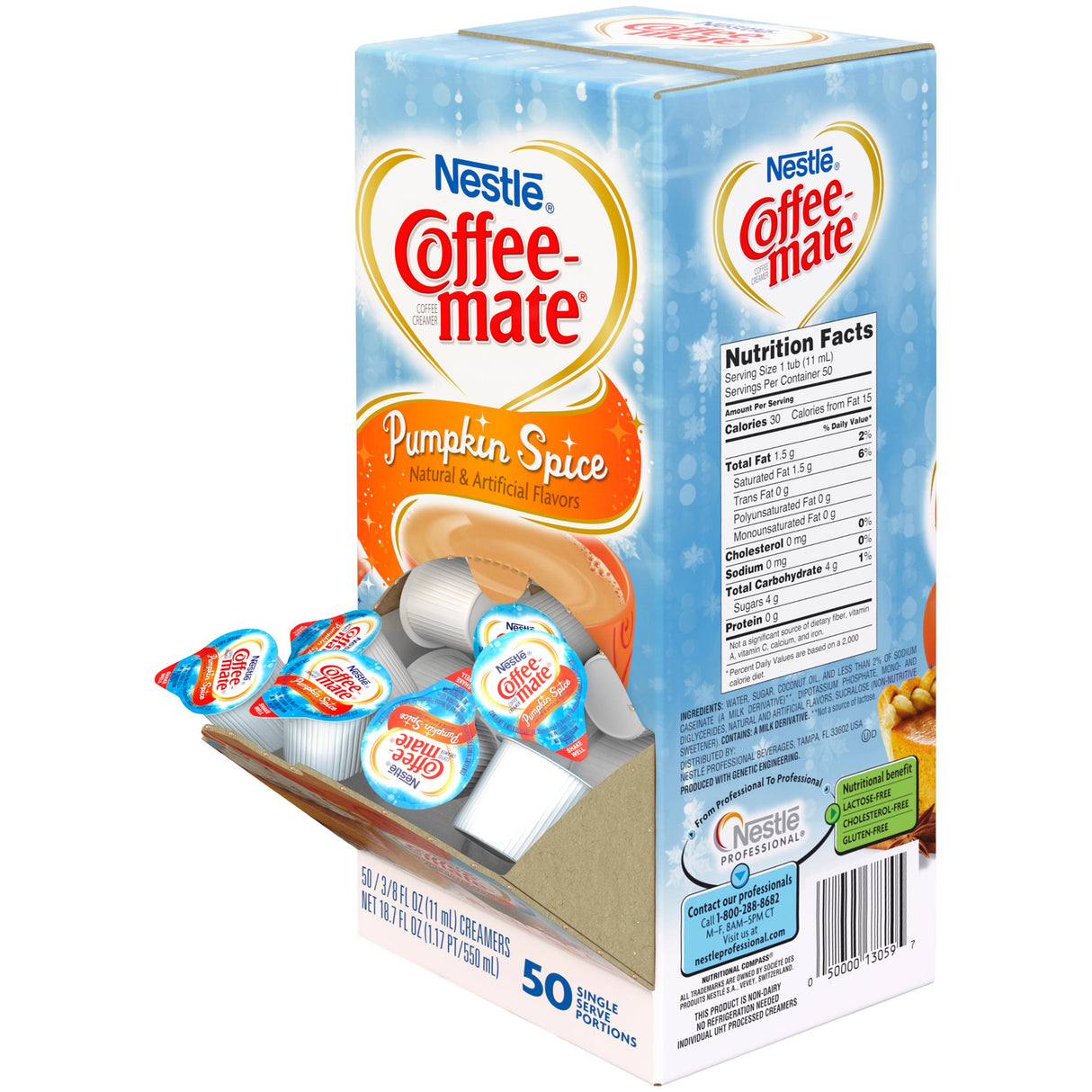Creamer Cups, Liquid, Pumpkin Spice, Non-Dairy, 0.38 Fluid Ounce,4 - 50 COUNT