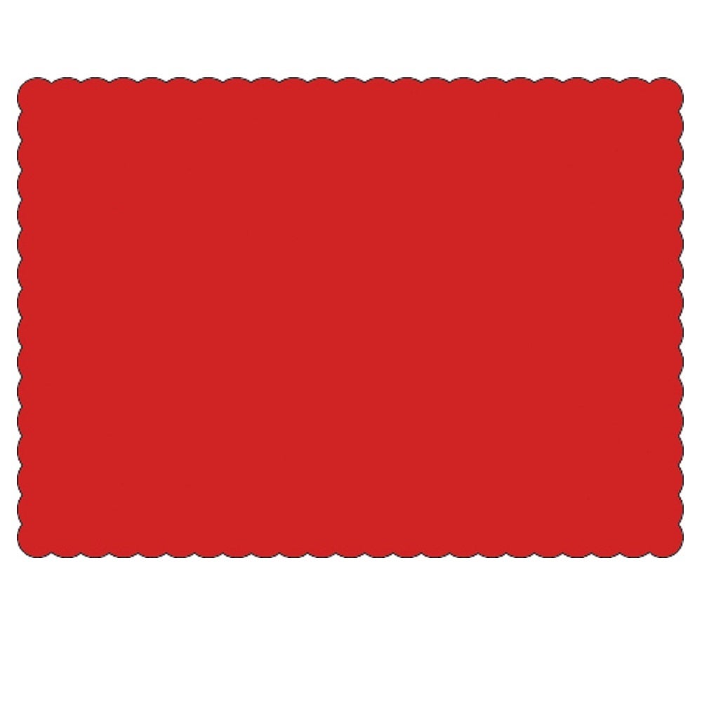 Placemats, 10 x 14 Inch, Paper, Red, Scalloped Border, Linen-Embossed,1 - 1000 COUNT