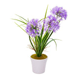 Allium, Violet, Faux, in Plastic White Pot,1 - 12 COUNT