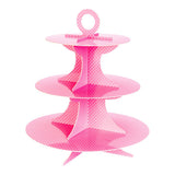 Cupcake Stand, 3-Tier, 13.5 x 13.5 x 14 Inch, Cardboard, Pink, with White Polka Dots,1 - 1 EACH