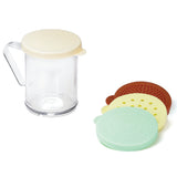 Shaker Sets, Dredge, 10 Ounce, Polycarbonate, with Beige/Rose/Yellow Snap-Tight Lids,12 - 1 EACH